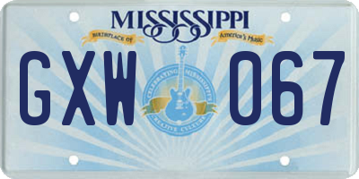 MS license plate GXW067