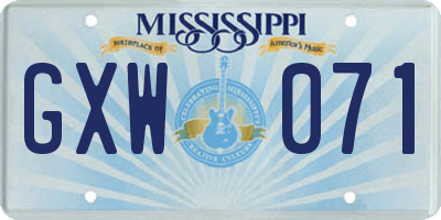 MS license plate GXW071