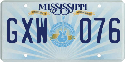 MS license plate GXW076