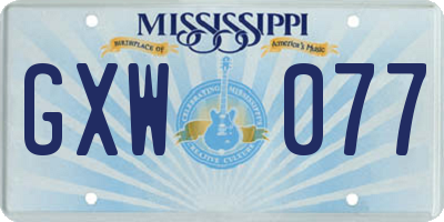MS license plate GXW077