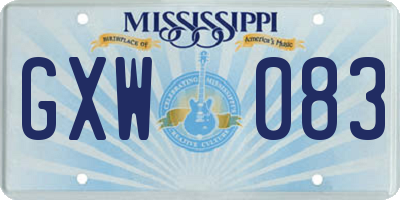 MS license plate GXW083