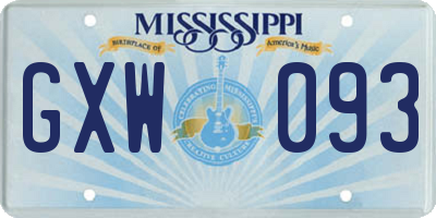 MS license plate GXW093