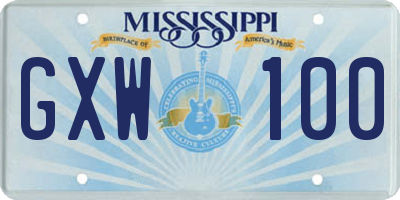 MS license plate GXW100