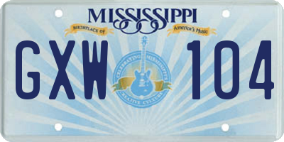 MS license plate GXW104