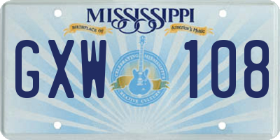 MS license plate GXW108