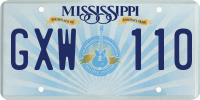 MS license plate GXW110