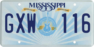 MS license plate GXW116