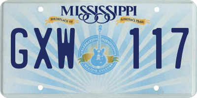 MS license plate GXW117
