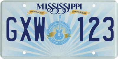 MS license plate GXW123