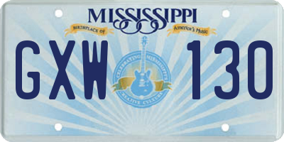 MS license plate GXW130