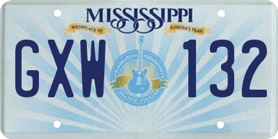 MS license plate GXW132