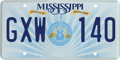 MS license plate GXW140