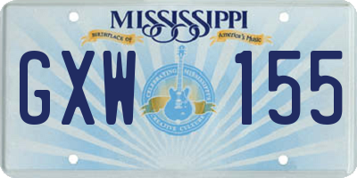 MS license plate GXW155