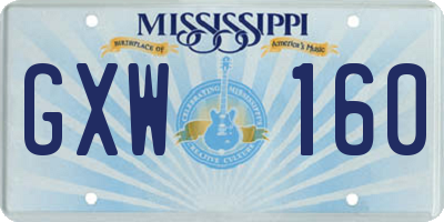 MS license plate GXW160