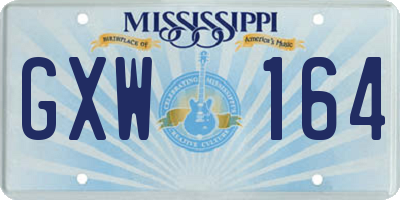 MS license plate GXW164