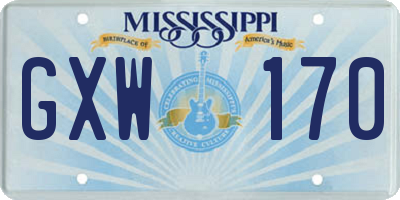 MS license plate GXW170