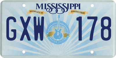 MS license plate GXW178