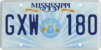 MS license plate GXW180