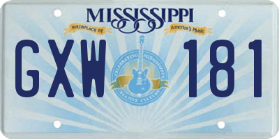 MS license plate GXW181