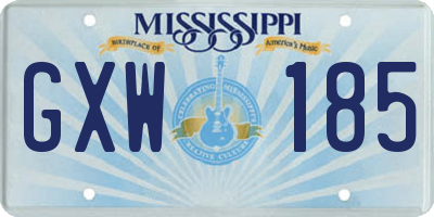 MS license plate GXW185