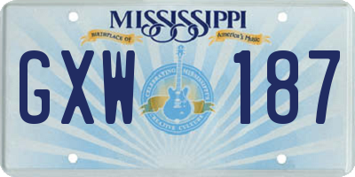 MS license plate GXW187