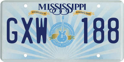 MS license plate GXW188