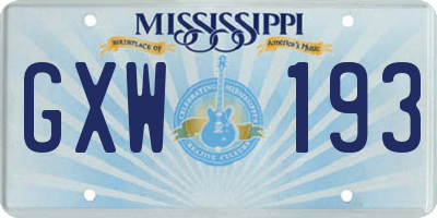 MS license plate GXW193