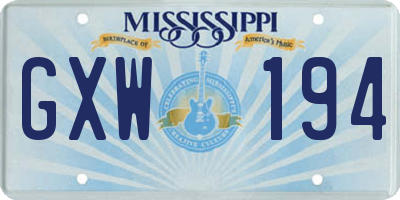 MS license plate GXW194