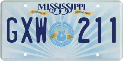 MS license plate GXW211