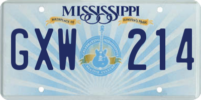MS license plate GXW214
