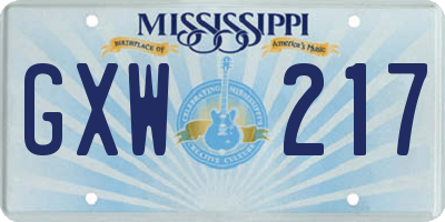 MS license plate GXW217
