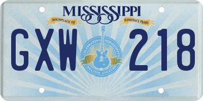 MS license plate GXW218
