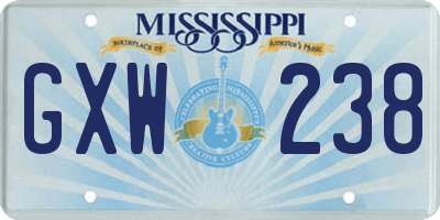 MS license plate GXW238