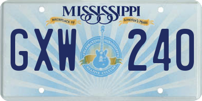 MS license plate GXW240