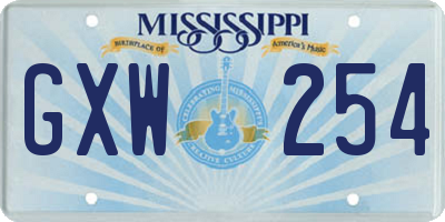 MS license plate GXW254