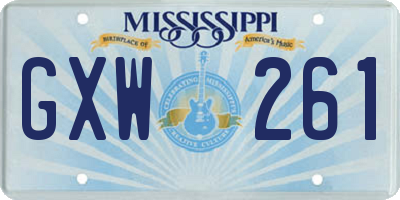 MS license plate GXW261