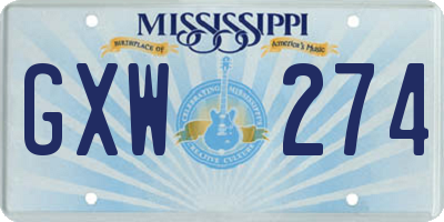 MS license plate GXW274