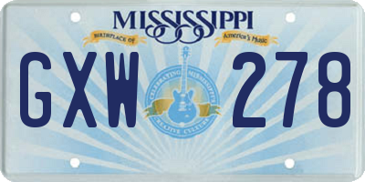 MS license plate GXW278