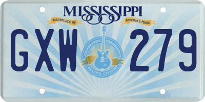 MS license plate GXW279