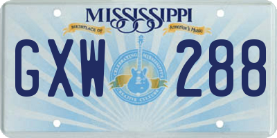 MS license plate GXW288