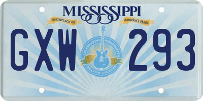 MS license plate GXW293