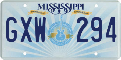 MS license plate GXW294