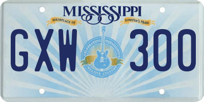 MS license plate GXW300