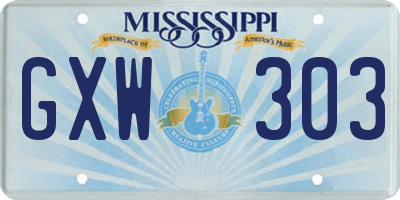 MS license plate GXW303