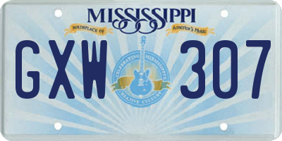 MS license plate GXW307