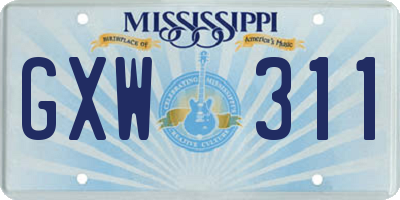 MS license plate GXW311