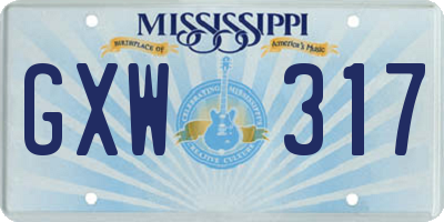 MS license plate GXW317