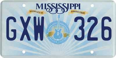 MS license plate GXW326