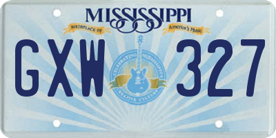 MS license plate GXW327