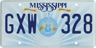 MS license plate GXW328